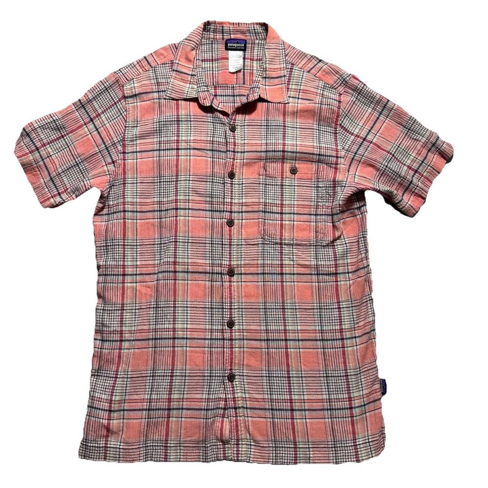 Patagonia Organic Cotton Plaid Shirt Wooden Buttons Sz M Outdoors Sustainable